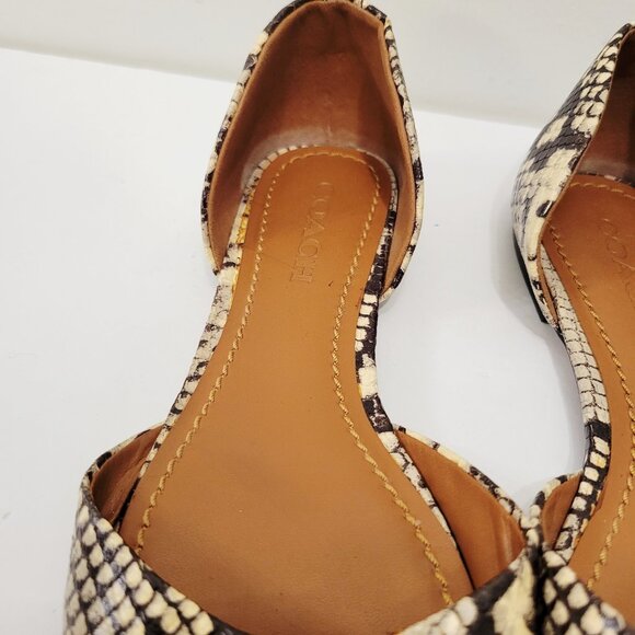 Coach Pointed Toe Slip On Flats Women Snake Print Logo Shoes Career Sz 7.5B - Picture 5 of 10